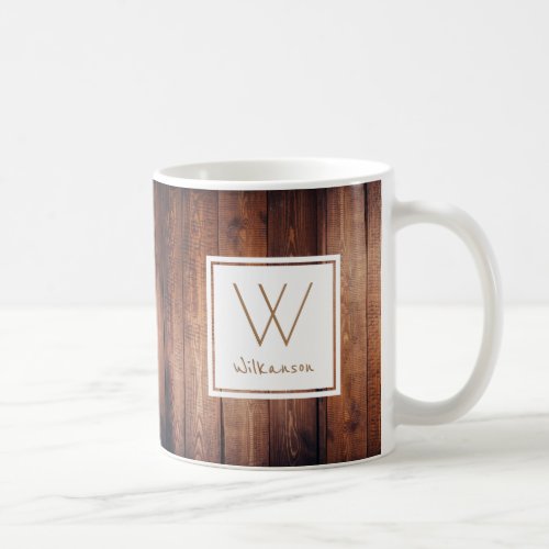 Rustic Dark Wood Planks _ Personalized Coffee Mug