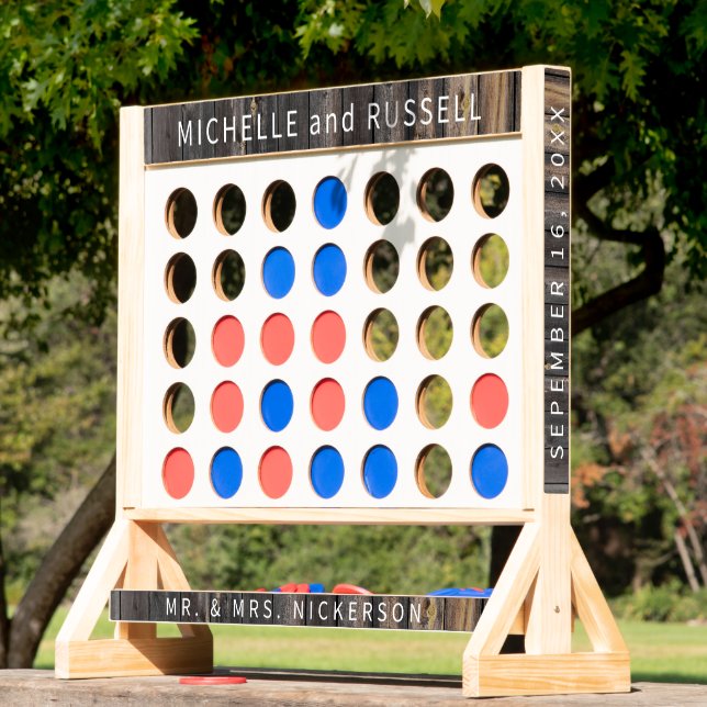 Rustic Dark Wood Print Wedding Personalized Fast Four (Lawn)