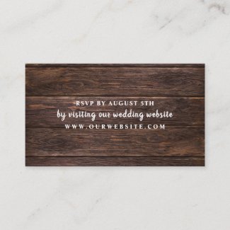 Rustic Dark Wood rsvp website card