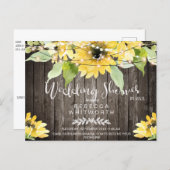 Rustic  Dark Wood Sunflower Bridal Shower by Mail Invitation Postcard (Front/Back)