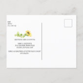 Rustic  Dark Wood Sunflower Bridal Shower by Mail Invitation Postcard (Back)