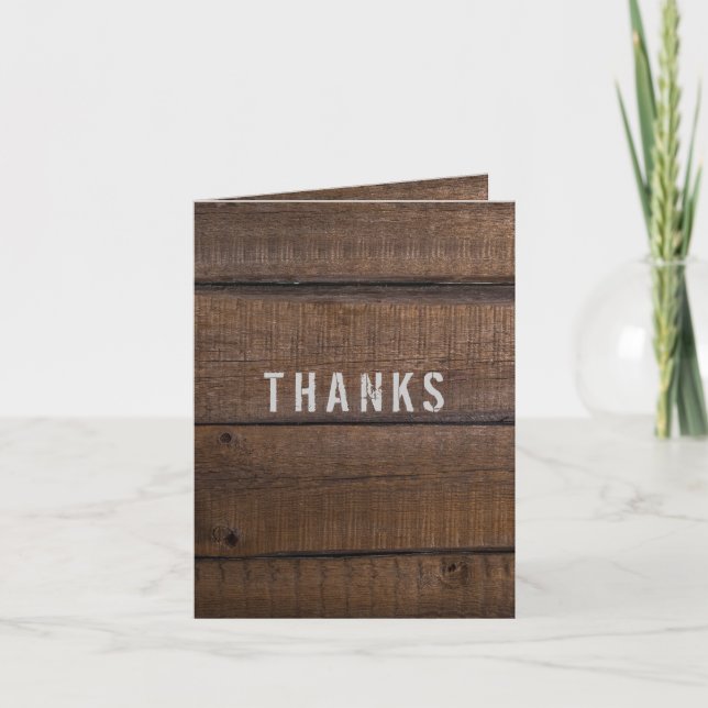 Rustic Dark Wood Thank You From Groom Card (Front)