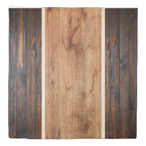 Rustic Dark Wood Tone Stripe Duvet Cover