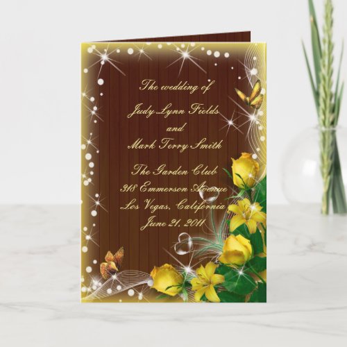 Rustic Dark Wood Yellow Floral Butterfly Program