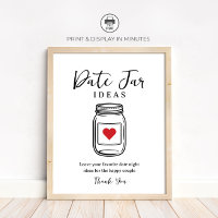 Rustic Date Jar Ideas Sign for Bridal Shower