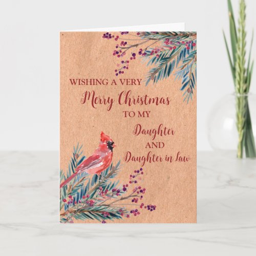 Rustic Daughter and Daughter in Law Christmas Card