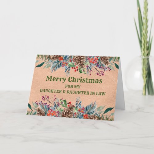 Rustic Daughter  Daughter in Law Christmas Card