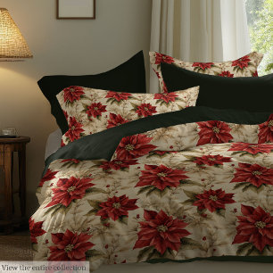 Rustic Decor Duvet Watercolor Holiday Blooms