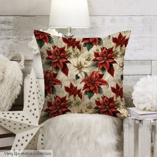 Rustic Decor Pillow Watercolor Holiday Blooms