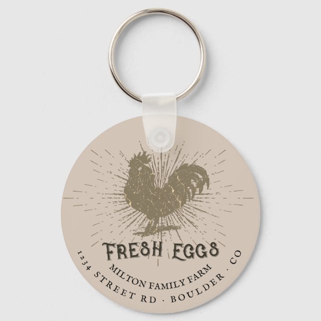 rustic decorative script farmhouse kraft monogram keychain (Front)