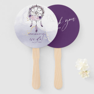 Rustic Deep Purple Floral Dream Catcher Hand Fan