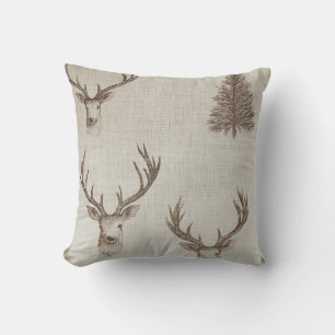 Rustic Deer and Pine Tree Pillow