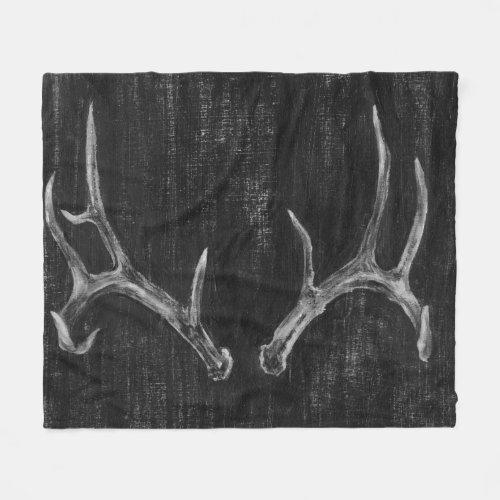 Rustic Deer Animal Head on Chalkboard Fleece Blanket