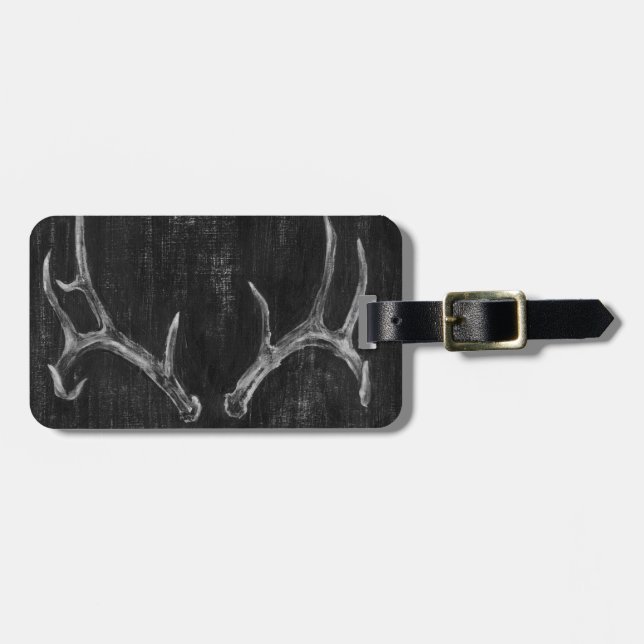 Rustic Deer Animal Head on Chalkboard Luggage Tag (Front Horizontal)
