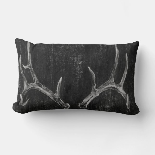 Rustic Deer Animal Head on Chalkboard Lumbar Pillow (Front)