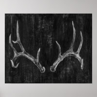 Rustic Deer Animal Head on Chalkboard