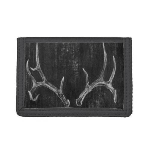 Rustic Deer Animal Head on Chalkboard Tri_fold Wallet