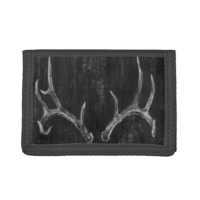 Rustic Deer Animal Head on Chalkboard Tri-fold Wallet (Front)