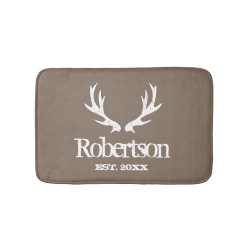 Rustic deer antler khaki beige custom bath mat