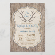 Rustic Deer Antler Oh Deer Boy Baby Shower Invitation