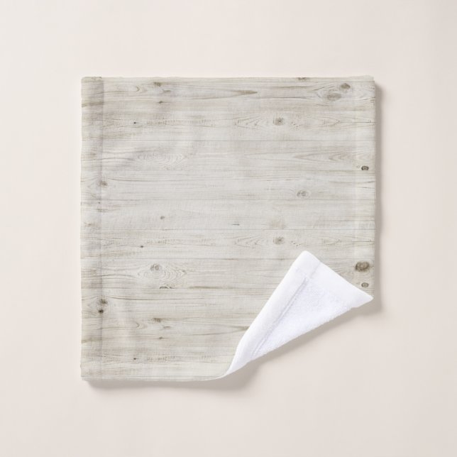 Rustic Deer Antler White Wood Monogrammed Bath Towel Set (Wash Cloth)