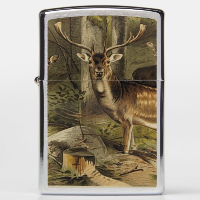 Rustic Deer Antler  Zippo Lighter (Front)