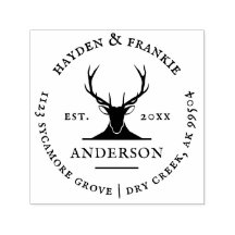 Rustic Deer Antlers Couple Vintage Return Address