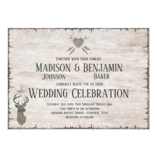 Country Rustic Chic Deer Wedding Invitation For Country Weddings