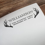 Rustic Deer Antlers Family Name & Return Address Self-inking Stamp<br><div class="desc">Add personality and style to your holiday envelopes and cards with our hand drawn rustic vintage style reindeer antlers self inking stamp. The etched style creates a rustic natural vintage style. Personalize with your family name and return address. All artwork contained in this vintage deer antlers family return address self...</div>