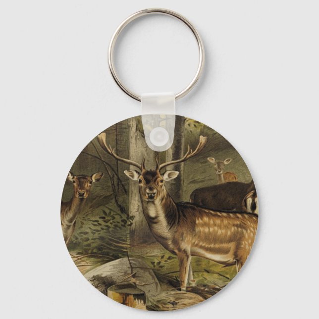 Rustic Deer Antlers Hunting Keychain (Front)