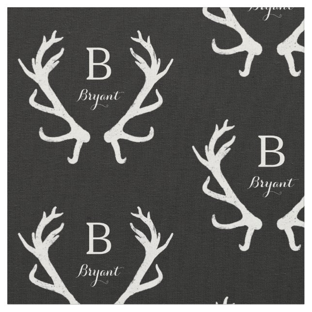 Rustic Deer Antlers Monogram, Choose Your Color Fabric (Close Up)