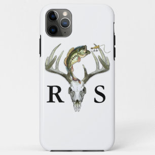 Rustic Deer Antlers Monogram Initials iPhone 11 Pro Max Case
