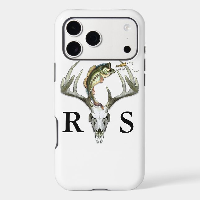 Rustic Deer Antlers Monogram Initials Iphone Case (Back)