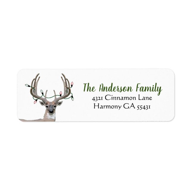 Rustic Deer Antlers Return Address Label (Front)