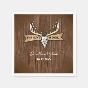 Rustic Deer Antlers Skull Wedding Hunt Is Over Napkins