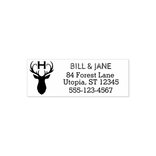 Rustic Deer Antlers  Wedding Monogram Self_Inking Self_inking Stamp