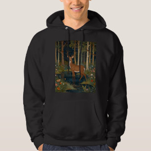 Rustic Deer Art: Boho Woodland Forest Greenery Hoodie