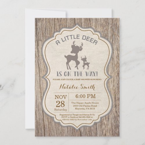 Rustic Deer Baby Shower Invitation