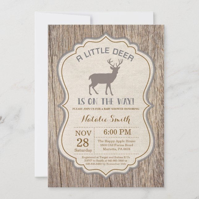 Rustic Deer Baby Shower Invitation (Front)