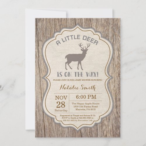 Rustic Deer Baby Shower Invitation