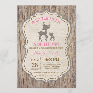 Rustic Deer Baby Shower Invitation Girl