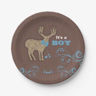 Rustic Deer Baby Shower Paper Plates
