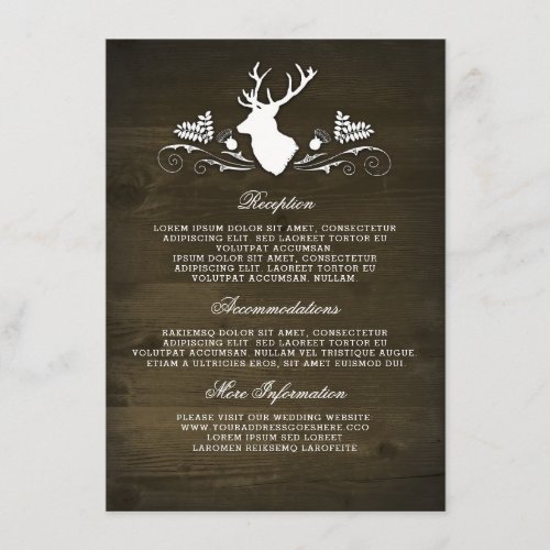 Rustic Deer Barn Wood Wedding Information Enclosure Card