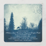 Rustic Deer Blue Country Trees Wedding Invitations