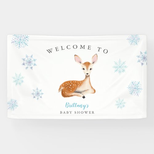Rustic Deer Blue Winter Baby Shower Welcome Banner