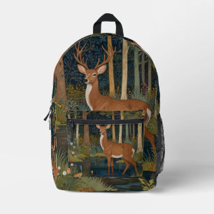 Rustic deer boho woodland forest greenery  printed backpack