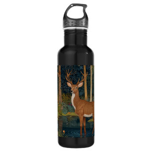 Rustic deer boho woodland forest greenery  stainless steel water bottle