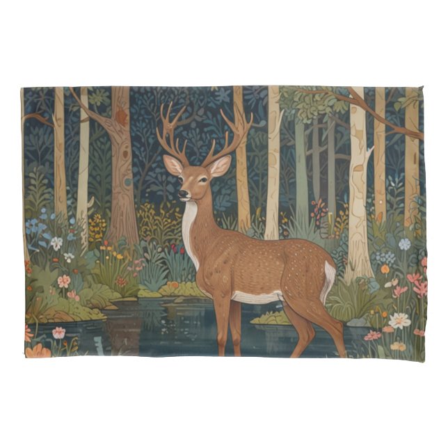 Rustic deer boho woodland forest mother nature pillow case (Front-Left)
