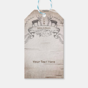 Rustic Deer & Branches White Birch Wedding Favor Gift Tags