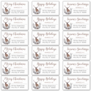 Rustic Deer Buck Christmas Holiday Address Labels